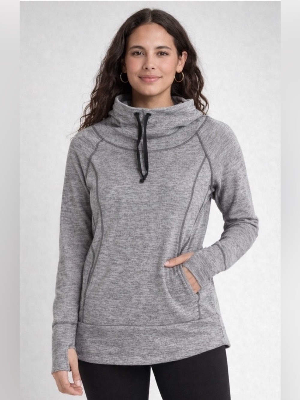 KUHL Heather Gray Funnel Neck Hoodie Outdoor Hiking Activewear Sweatshirt